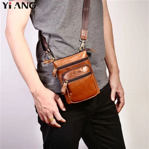 Yiang Brand Mens Genuine Leather Casual Cross Body Shoulder Bags Mens