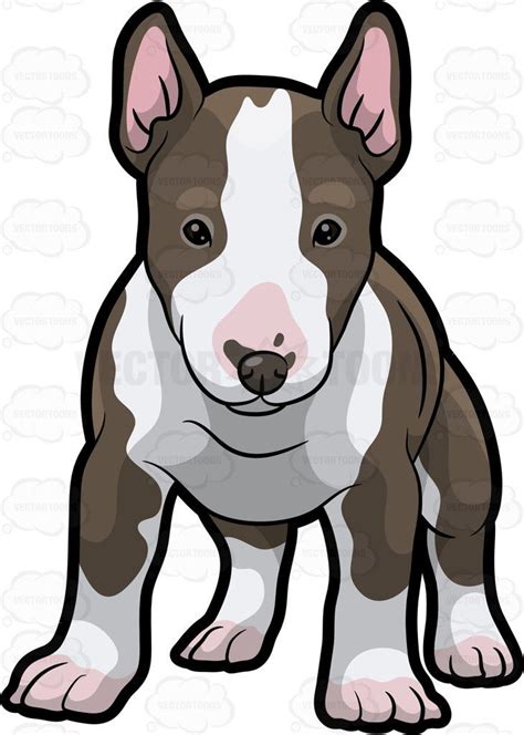 An Adorable Bull Terrier Puppy Cartoon Stock Clip Art • Vector Toons