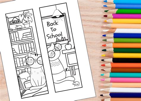 Printable Coloring Bookmarks Diy Bookmarks Back To School Etsy