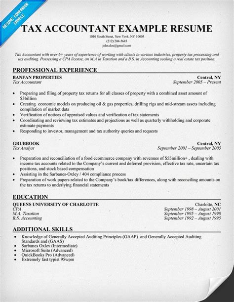 Tax Accountant Resume Sample Resume Samples Across All Industries