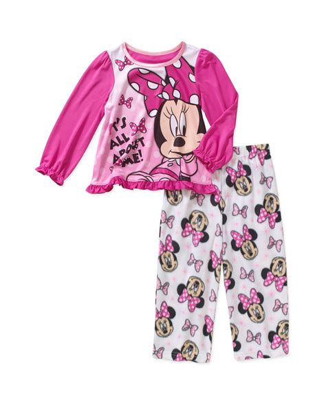 Disney Girls Pajama Minnie Mouse Long Sleeve Top And Pants Sleepwear