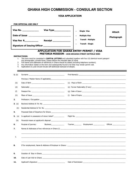 Printable Ghana Visa Application Forms Images And Photos Finder