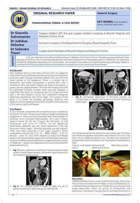 Pdf General Surgery Paraduodenal Hernia A Case Report Key Words Para