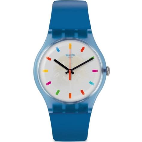 Swatch Unisex Swatch Color Square Watch With Blue Plastic Resin Strap Timepieces From Adams