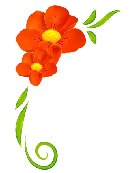 Orange Flower Decor Png Clipart Clip Art Borders Flower Clipart