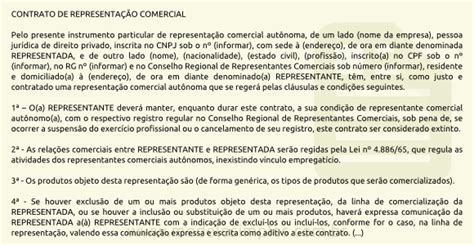 Modelo De Contrato De Representação Comercial