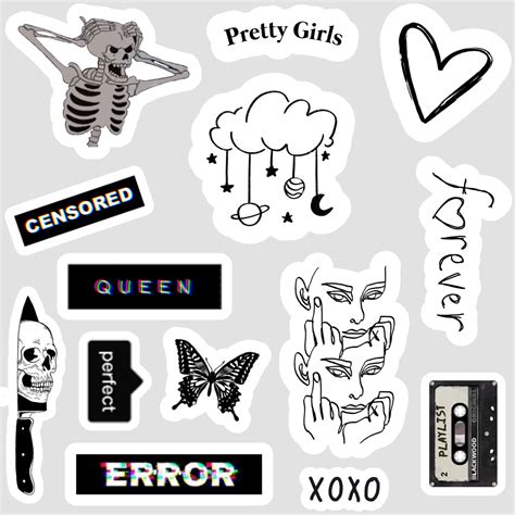 Black Aesthetic Black Stickers Black And White Stickers Print Stickers