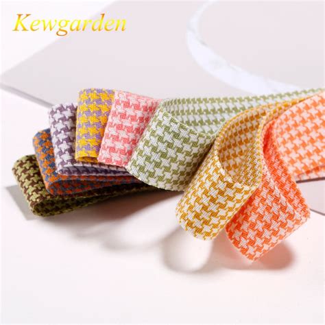 Kewgarden Diy Bows Hair Accessories 10mm 15mm 25mm 40mm 1 1 5 Houndstooth Plaid Ribbon Handemade