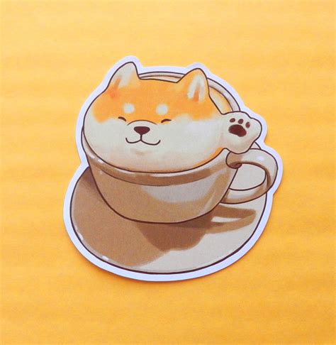 Shiba Inu Coffee Sticker Dliok
