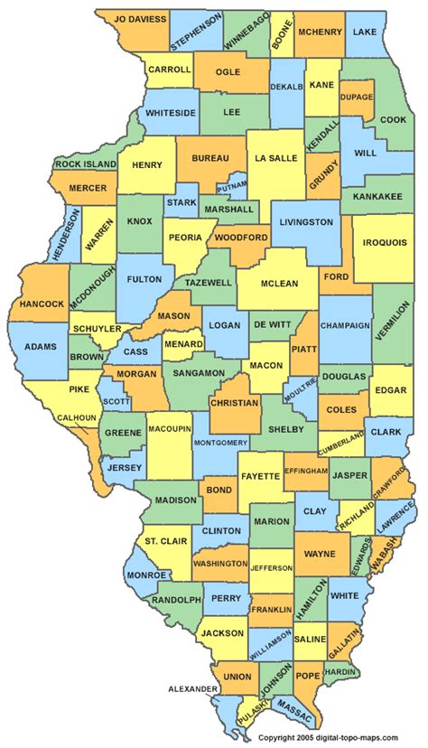 Illinois Counties Map Area | County Map Regional City