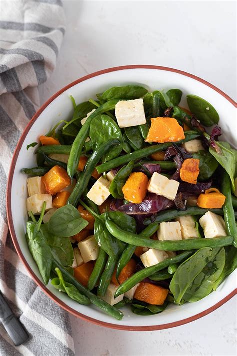 Roast Pumpkin Salad With Feta And Spinach The Home Cooks Kitchen