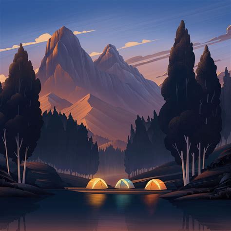 Mountain Lake By Brian Edward Miller Landscape Illustration