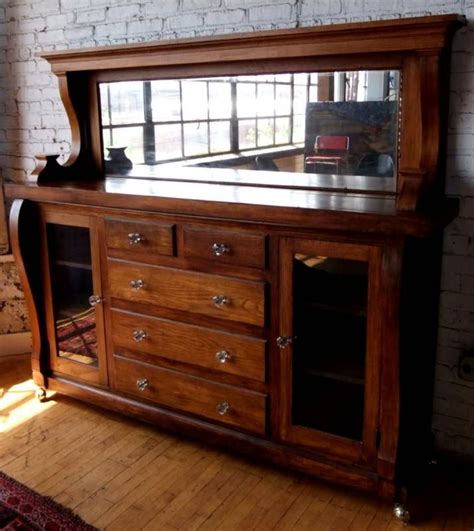 Antique 1910 Craftsman Oak Sideboard Buffet Mirror 3992 Oak Sideboard