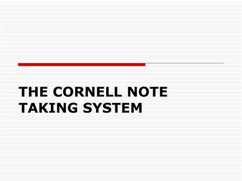 Ppt The Cornell Note Taking System Powerpoint Presentation Free