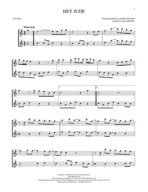 Hey jude the beatles | piano sheet music notes. Hey Jude (Flute Duet) - Print Sheet Music Now