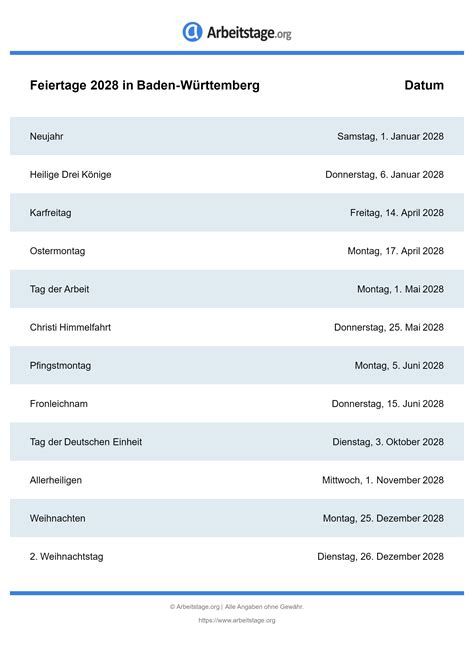Kalender 2021 schulferien bw : Feiertage 2028 in Baden-Württemberg • Termine & Infos