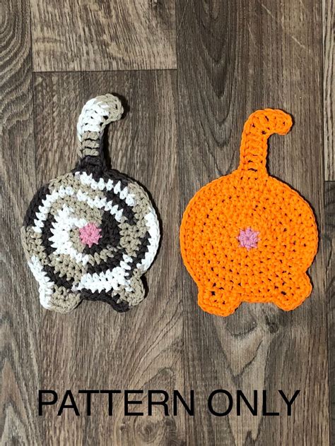 crocheted cat butt coaster pattern instant download etsy