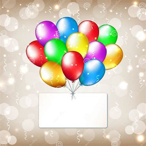 Party Golden Background With Colorful Balloons And Label Happy