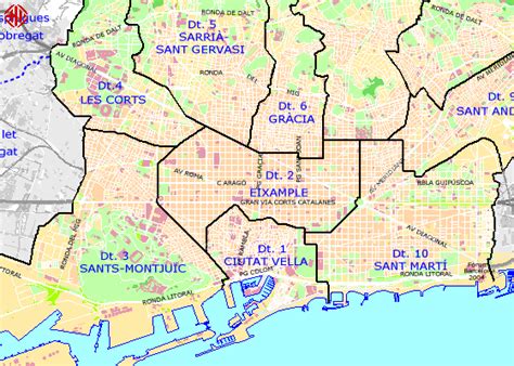 También se puede observar en qué barrios y áreas existen más contrastes. Barcelona Districtes Mapa - SEONegativo.com