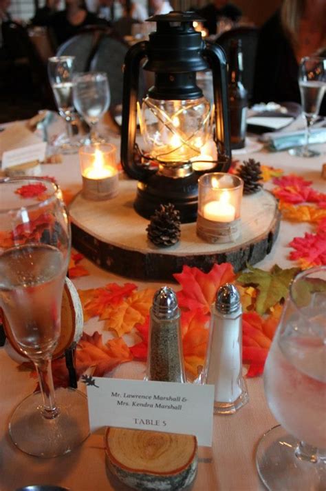 rustic lantern centerpiece | Fall wedding centerpieces, Rustic lantern