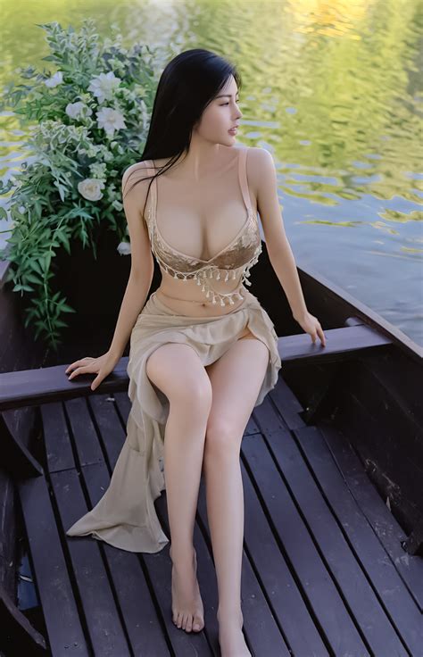 Asian Women Women Outdoors Chinese Model Na Lu Selena Brunette Long Hair Model Sitting