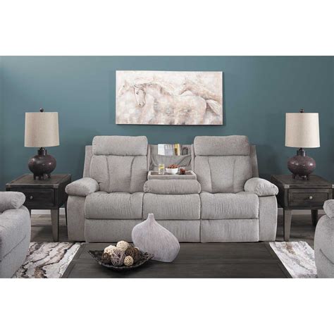 Mitchiner Grey Reclining Sofa With Drop Down Table 7620489 Ashley