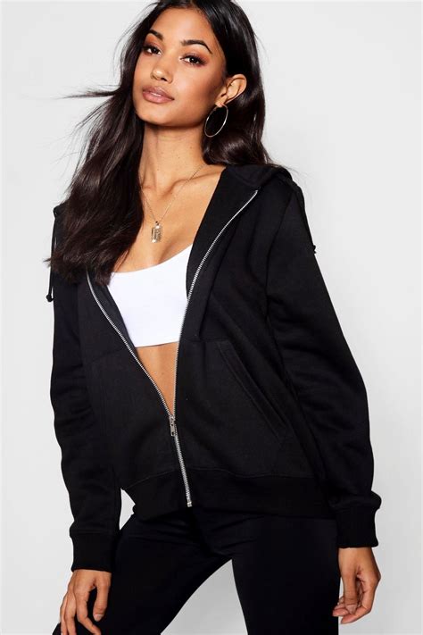 basic zip through hoodie boohoo in 2021 hoodies cute casual outfits womens basic