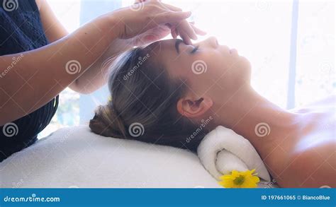 Woman Gets Facial And Head Massage In Luxury Spa Stock Image Image Of Healthcare Neck 197661065
