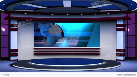 News Tv Studio Set 63 Virtual Background Loop Stock