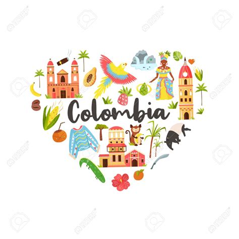Tourist Poster With Famous Destinations And Landmarks Of Colombia