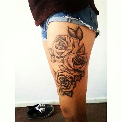 Keep in mind that the inner thigh will be much more sensitive and painful as the nerves in this area tend to go to the groin area. Black and white roses | Girl thigh tattoos, Floral thigh ...