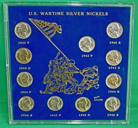11 Silver Us Wartime Nickels Five Cent Coins Jefferson War Nickle Set
