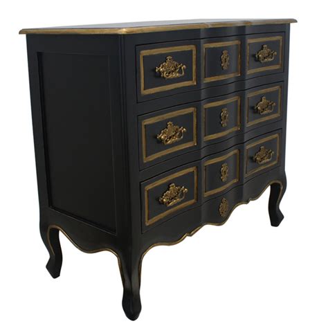 Black Frame Antique Gold Trim Dynasty Wooden Chest of ...