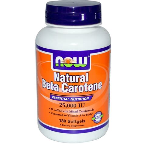Now Foods Natural Beta Carotene 25000 Iu 180 Softgels Now Foods