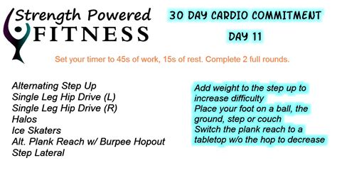 30 Day Cardio Commitment Day 11 Strength Powered Fitness