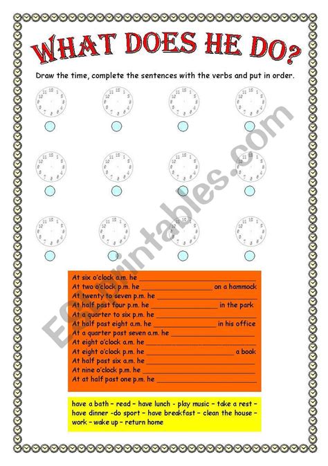 What Does He Do Esl Worksheet By Silviapatti