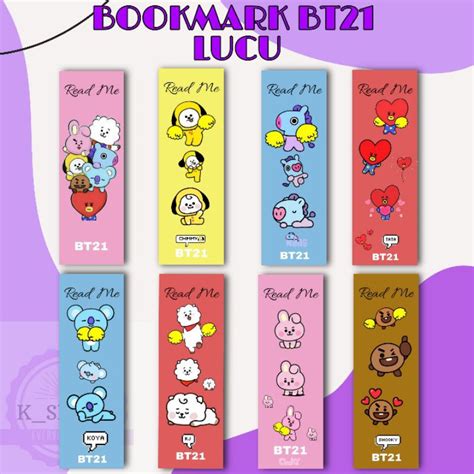 Jual Ready Pembatas Buku Bookmark Kpop Bt21 Bts Tata Cooky Chimmy