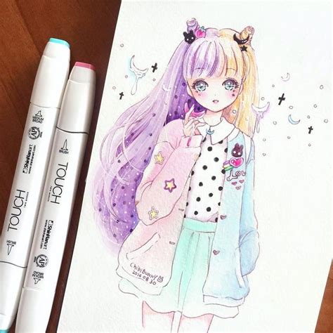 I Love Pastel Colors 💖💖 🌛 Chibibunny Pastel Drawings Animegirl