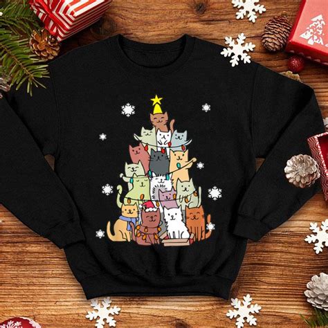 Ugly Christmas Sweater Cat Tree Funny Xmas Cat T Sweater Hoodie