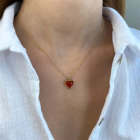 Red Heart Necklace Gold 18k Asana 35 Sale