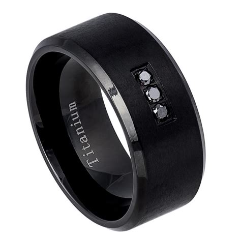 Brand new titanium mens wedding ring with genuine black diamonds. NEW Titanium Mens Diamond Wedding Band Comfort Fit Promise ...