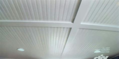 Bead Board Ceiling With Strips To Cover The Ends Where Each Piece Meets
