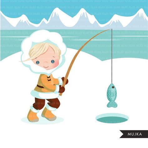 Download Arctic eskimo clipart. Cute winter background, fishing ...