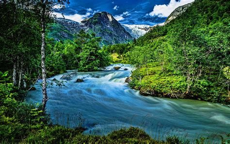 Norway Beautiful Nature R Mountain River Forest Mountains Summer