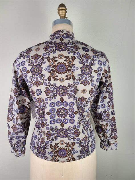 70s 80s Paisley Pussy Bow Blouse Gem