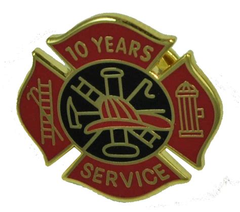 10 Years Fire Service Pin Red And Black Fire Department Years Of