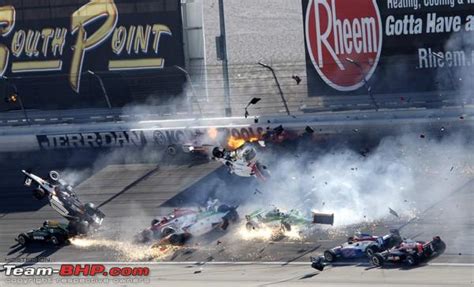 Indycar Crash 15 Cars Pile Up Rip Dan Wheldon Team Bhp