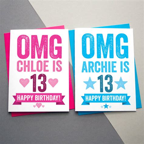 Omg Youre 13 Personalised Birthday Card By A Is For Alphabet