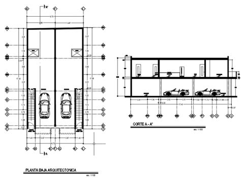 Main Section And Ground Floor Plan Details For Residential House Dwg