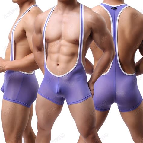 Men S Smooth Sexy Mankini Leotard Freestyle Wrestling Singlet Backless